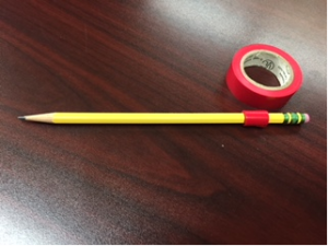 This is a picture of a pencil wrapped at the top with tape