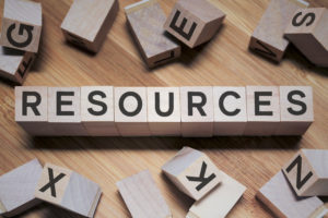 This is an image of the word resources spelled out in blocks