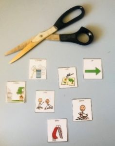 Photo of scissors with cut out picture symbols