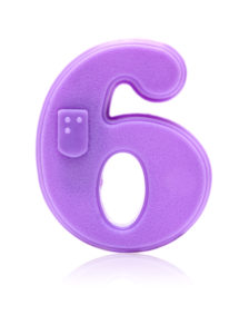 The number 6 with braille