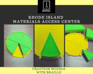 Image of 3d printed fraction models with Braille